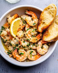 Crevettes grillées au Air Fryer avec marinade citron et ail.