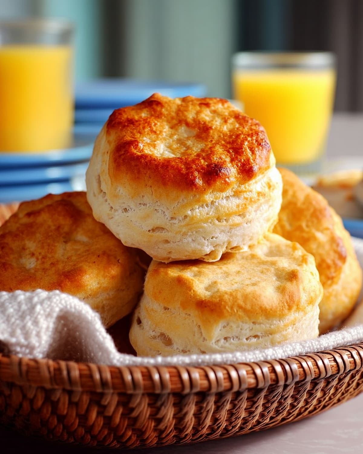 Panier de scones au Air Fryer dorés et moelleux.