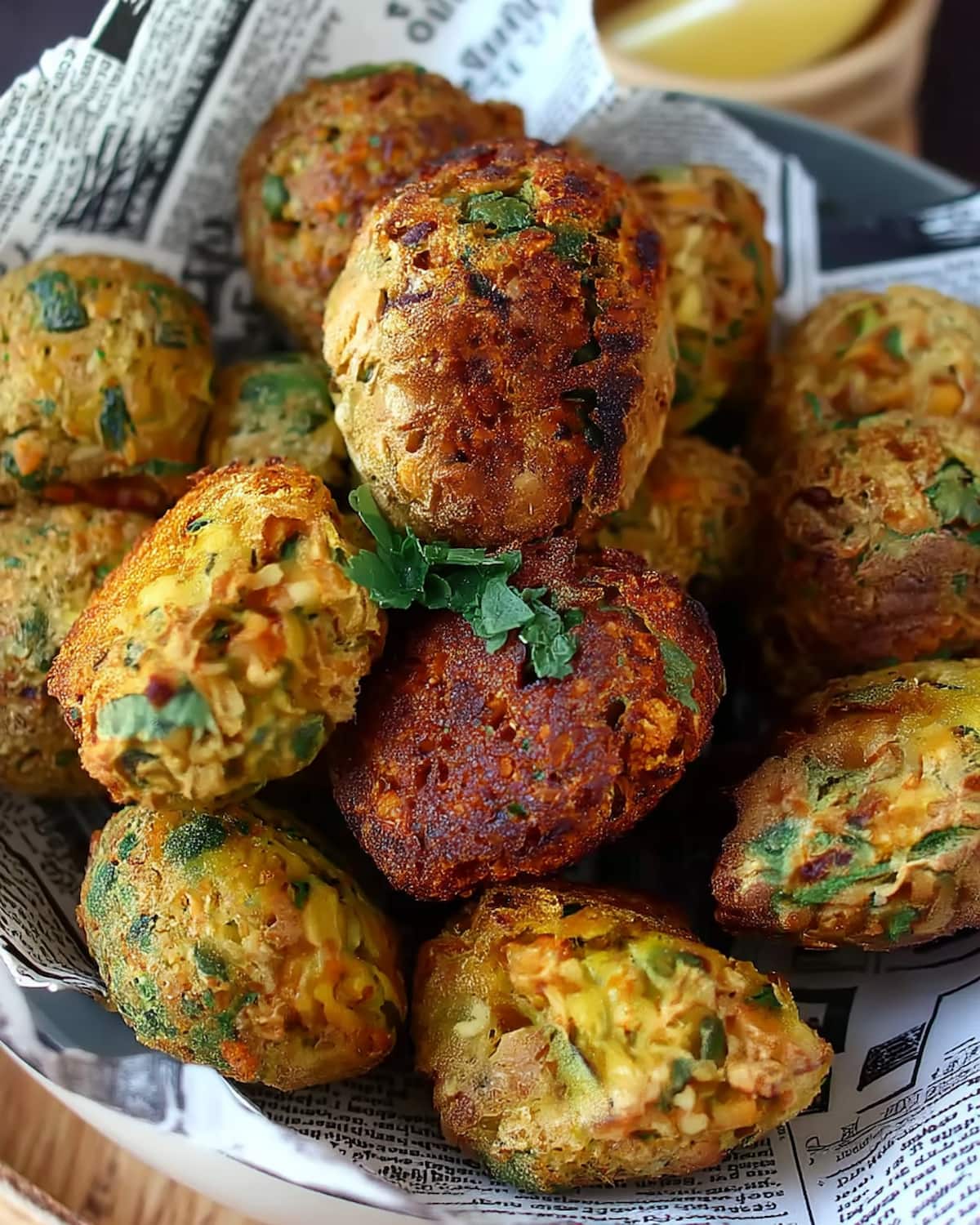 Recette falafel au Airfryer, dorés et croustillants, aux herbes fraîches et légumes.