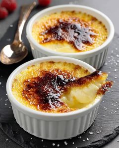 Deux ramequins de crème caramel au Air Fryer.