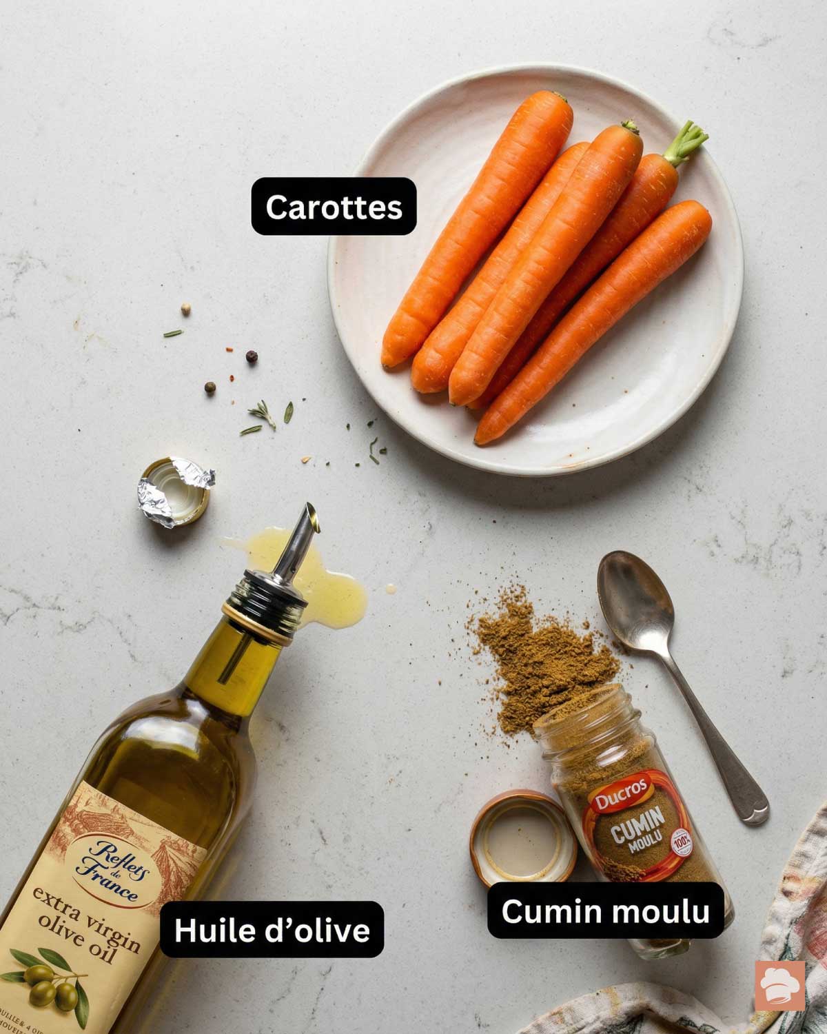 Ingredients de recette carotte rotie air fryer