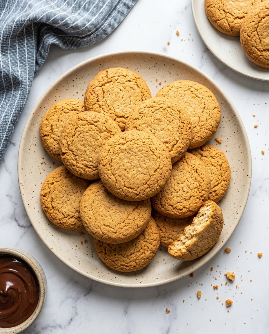 Biscuits sablés air fryer dorés, bords nets et cœur fondant, servis sur une assiette avec un café