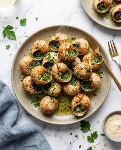 Escargots airfryer croustillants au beurre persillé, chapelure dorée et beurre fondant, servis chauds à l’apéro