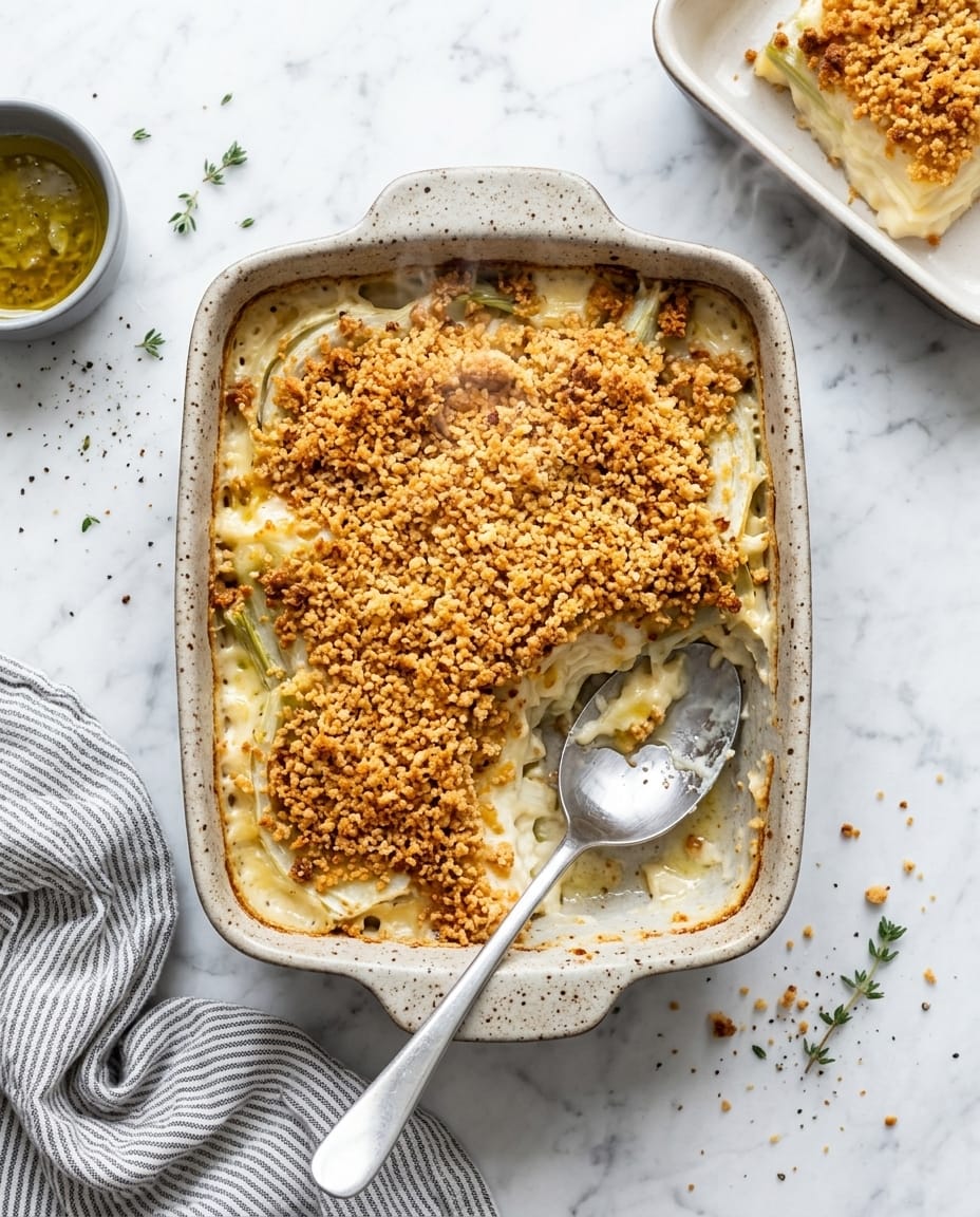 Gratin de fenouil au Airfryer, fenouil fondant et croûte de fromage bien dorée, servi en accompagnement